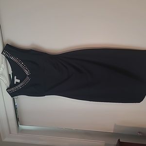 Navy cocktail/ event dress, cinched at waist, very flattering